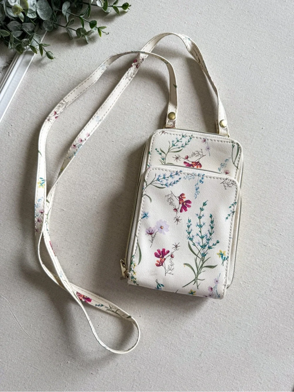 Boutique Mini Floral Crossbody Bag Cream and Pink